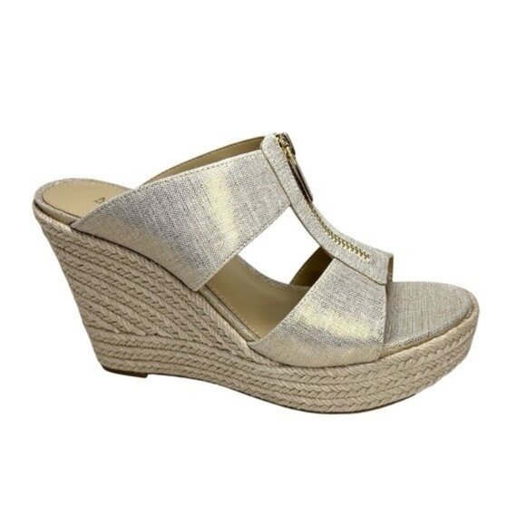 MICHAEL Michael Kors Women's Bradley Espadrille Platform Wedges Pale Gold 7M - Picture 1 of 12